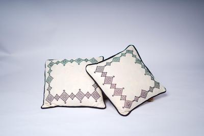 2 Pcs Cotton Embroidered Cushion Cover