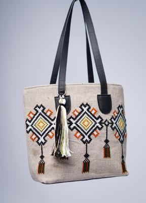 Women's Jute Embroidered Shoulder Bag