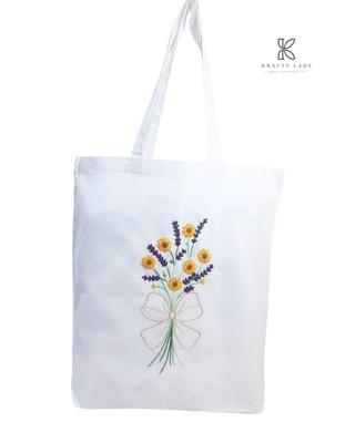 Women's Cotton Embroidered Tote Bags: The Golden Bloom bouquet Handmade Tote Bag
