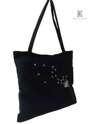 Women's Velvet Embroidered Tote Bags: The Dandelion Dreams  Handmade Tote Bag