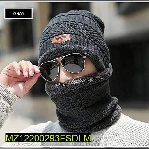 Beanie Wool Cap With Neck Warmer