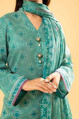 3 Pcs Women's Unstitched Lawn Printed Suit