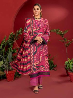 3 Pcs Women's Unstitched Linen Printed Suit