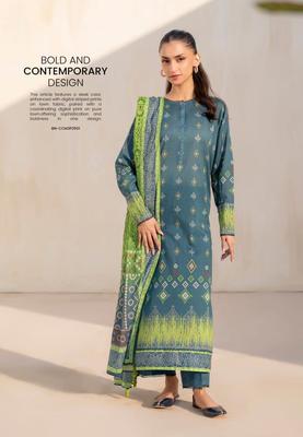 Chic Green Printed Lawn Suit - 3 Pcs