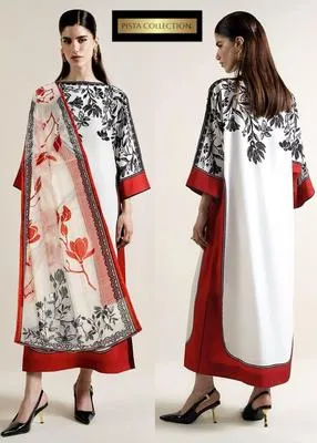 3 Pcs Women's Stitched Lawn Printed Suit