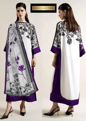 3 Pcs Women's Stitched Lawn Printed Suit