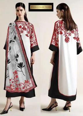 3 Pcs Women's Stitched Lawn Printed Suit