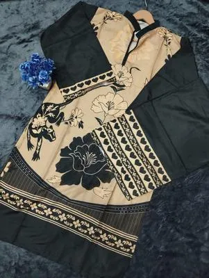 Black Printed Swiss Lawn 2Pc Set
