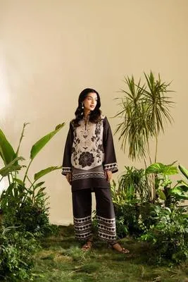 Black Printed Swiss Lawn 2Pc Set thumbnail 3