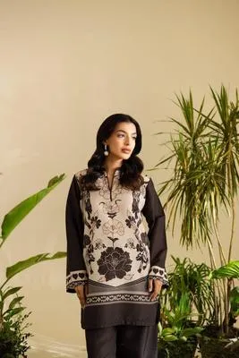Black Printed Swiss Lawn 2Pc Set thumbnail 4