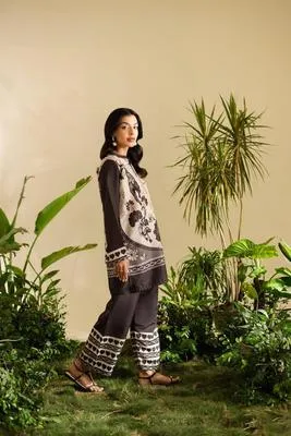 Black Printed Swiss Lawn 2Pc Set thumbnail 8