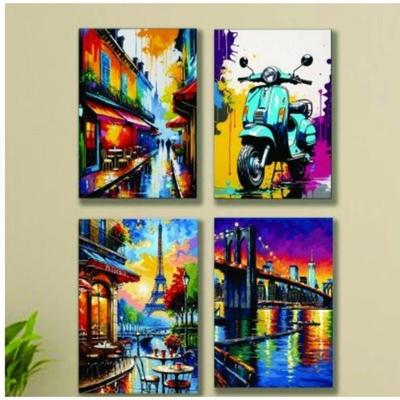 Multicolor Abstract Art Wall Frame - 4 Pcs Design