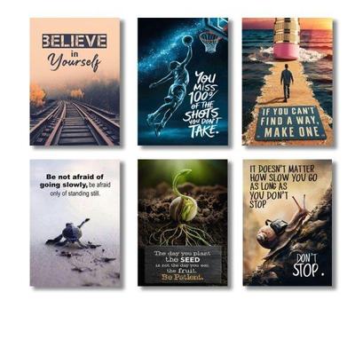 Pack Of 6 Motivational Quotes Sticky Wooden Canvas Frames For Wall Decor