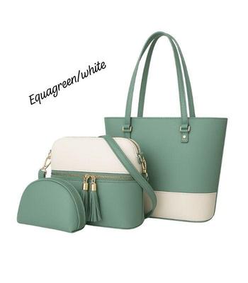 Women PU Leather 3-Piece Multicolor Handbag Set thumbnail 6