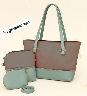 Women PU Leather 3-Piece Multicolor Handbag Set thumbnail 8