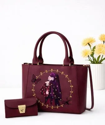 Girl's Leather Plain Hand Bag Set