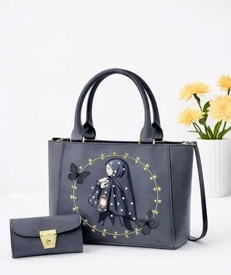 Girl's Leather Printed Hand Bag Set