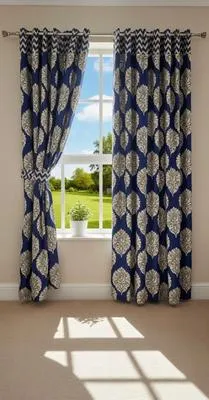Luxurious 1 Pair Cotton Salonica Printed Curtains
