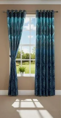 Luxurious 1 Pair Cotton Salonica Printed Curtains