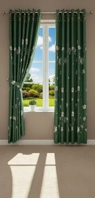 Luxurious 1 Pair Cotton Salonica Printed Curtains