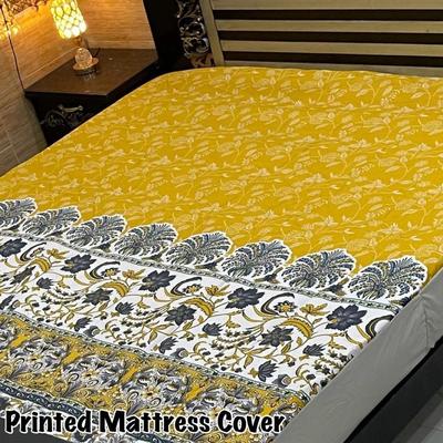 Waterproof Terry Cotton King Size Mattress Cover - 1 Pc Printed Design