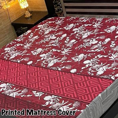 Waterproof Terry Cotton King Size Mattress Cover - 1 Pc Printed Design