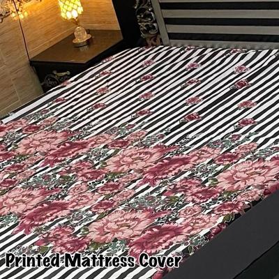Waterproof Terry Cotton King Size Mattress Cover - 1 Pc Printed Design