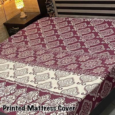 Waterproof Terry Cotton King Size Mattress Cover - 1 Pc Printed Design
