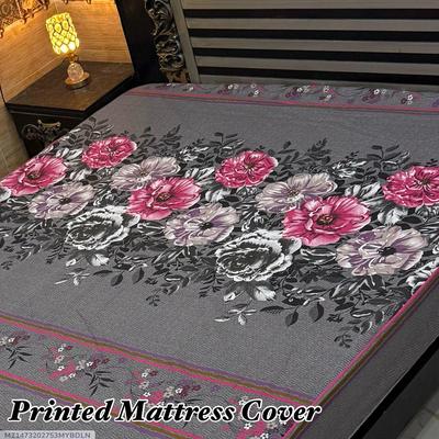 Terry Cotton Printed Double Bed Mattress Cover thumbnail 2
