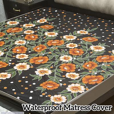 Terry Cotton Printed Double Bed Mattress Cover thumbnail 2