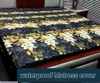 Terry Cotton Printed Double Bed Mattress Cover thumbnail 2