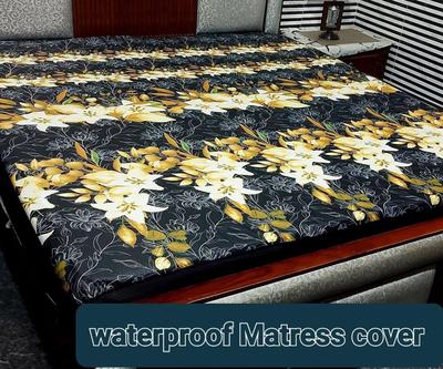 Terry Cotton Printed Double Bed Mattress Cover