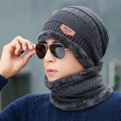 2 Pcs Wool Textured Beanie And Neck Warmer
