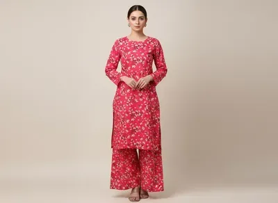 Women Unstitched Printed Suit Pink 2 Pcs Micro Polo Cotton