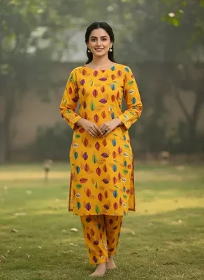 Women Unstitched Printed Suit Yellow 2 Pcs Micro Polo Cotton