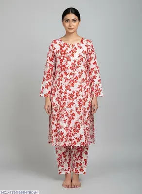 Women Unstitched Printed Suit White Floral 2 Pcs thumbnail 9