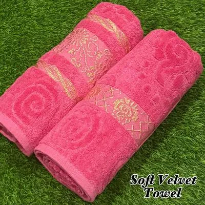2 Pcs Soft Velvet Woven Bath Towel