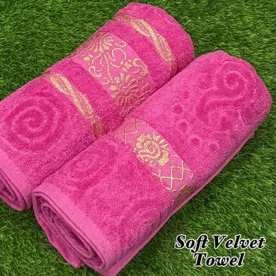 2 Pcs Soft Velvet Woven Bath Towel