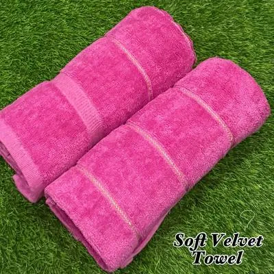 2 Pcs Soft Velvet Woven Bath Towel