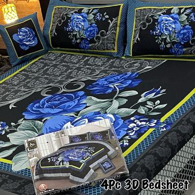 Multicolor Printed Double Bedsheet Set - 4 Pcs Crystal Cotton Collection