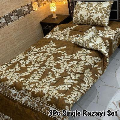 Stylish Printed Razai Set - 3 Pcs Mix Cotton for Single Bed