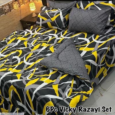 Stylish 6 Pcs Cotton Salonica Printed Razai Set thumbnail 2