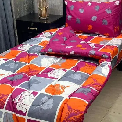 3 Pcs Cotton Salonica Printed Razai Set