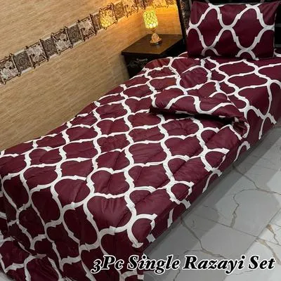 Vibrant 3 Pcs Cotton Salonica Printed Single Bed Razai Set
