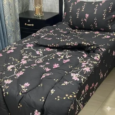 Vibrant 3 Pcs Cotton Salonica Printed Single Bed Razai Set