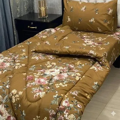 Vibrant 3 Pcs Cotton Salonica Printed Single Bed Razai Set