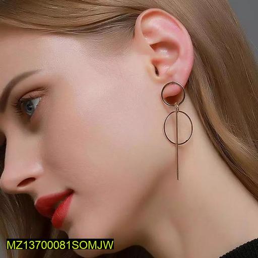 Trendy Double Circles Drop Line Earrings