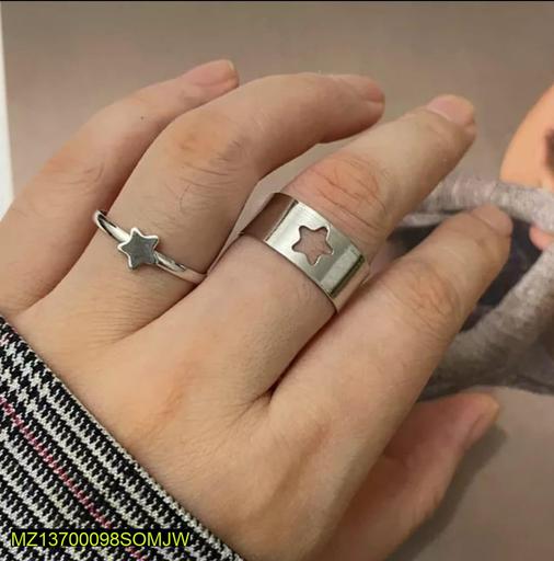 2 Pcs Trendy Couple Star Rings 