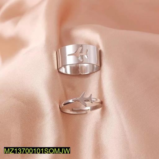 2 Pcs Trendy Couple Aeroplane Rings 