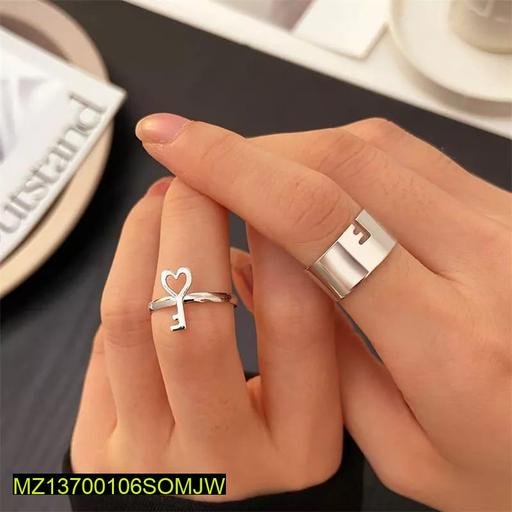 2 Pcs Trendy Lock And Key Rings 